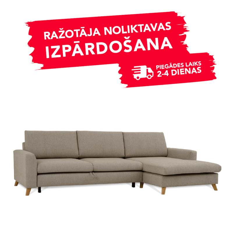 Diivan MARIO SLEEPING (Parem nurk, väljatõmmatav) (Beige)